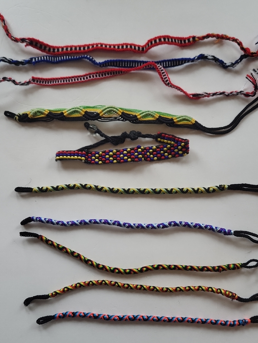 Assorted Handmade Friendship Bracelet lot of 10 Braided, woven, and beads